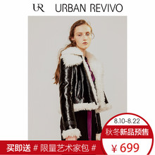 预售UR2018秋季新品女装个性时尚皮质保暖御寒外套WG34S1HT2000图片