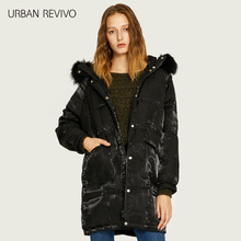 UR2017冬季新款女装修身毛绒领口饰中长羽绒服外套WE43R1KN2004图片