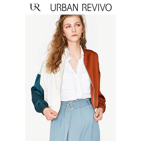 UR2018秋冬新品女装个性潮流质感撞色小立领短外套WG34R1BN2001商品大图