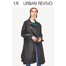 UR2018秋季新款女装简约宽松纽扣饰翻领中长外套WH32R1LN2000图片