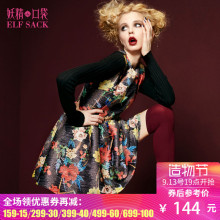 妖精的口袋旗舰店蕾丝女爵~冬装女复古花朵提花蕾丝拼接连衣裙 预图片
