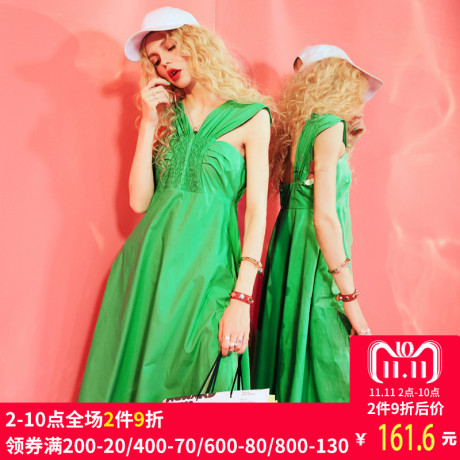 妖精的口袋旗舰店2017夏季新款韩版复古肩带宽松连衣裙女无袖裙子商品大图