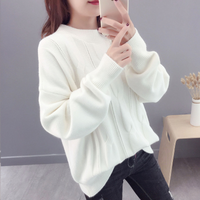 小清新毛衣女套头甜美网红2018新款秋冬季加厚韩版宽松麻花针织衫
