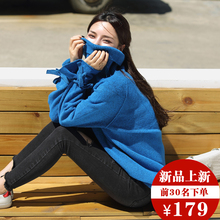 2018秋冬新款韩版羊毛针织衫女装中长款毛衣宽松高领长袖休闲外套图片