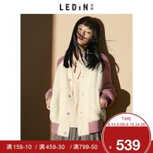 乐町蕾丝绣花简约毛绒棒球服2018秋季新款BF风学生秋冬加厚短外套图片