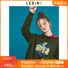 乐町卫衣2018新款女长袖韩版宽松拼接连帽卫衣港风慵懒风上衣女图片