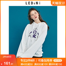 乐町卫衣2018新款女秋冬连帽印花怪味少女港风慵懒风上衣宽松长款图片