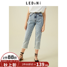 乐町复古牛仔九分裤港味复古chic裤子2018夏季新款女学生时尚女裤图片