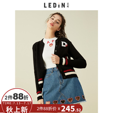 乐町2018夏季新款外搭针织慵懒风开衫外套薄款毛衣棒球服短款女秋图片