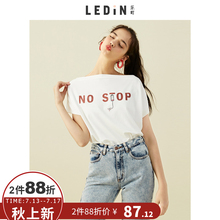 乐町短袖女白色t恤2018夏装新款女装女ins潮宽松一字领上衣女夏图片
