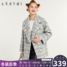 乐町冬装2018新款女装毛呢外套女个性时尚加厚呢子大衣CWAA74350图片