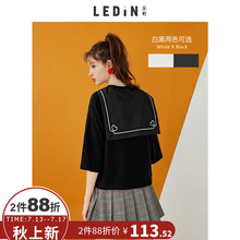 乐町白色t恤女宽松韩范2018夏季新款女chic原宿风七分袖上衣女夏图片