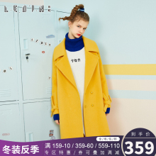 乐町冬装2018新款女装毛呢外套羊毛呢子ulzzang大衣中长款韩版图片