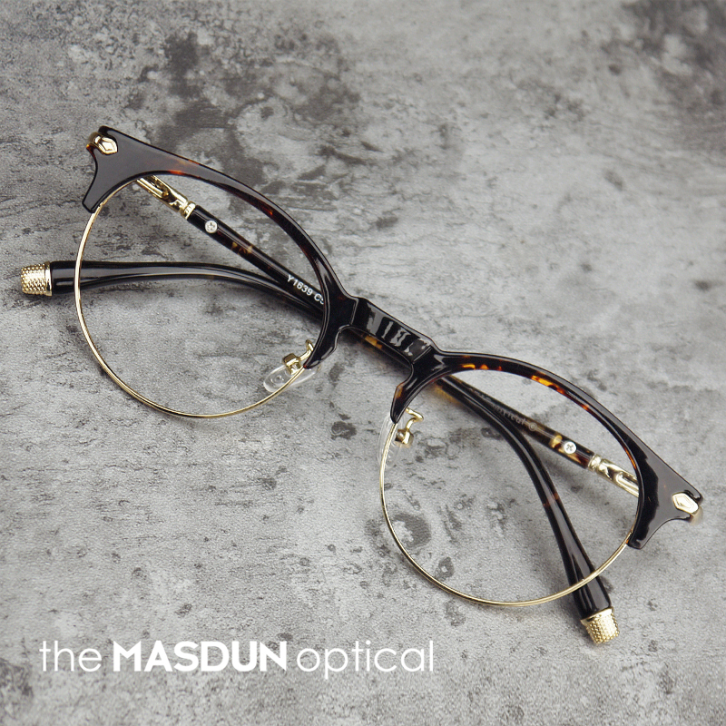 半框眼镜框男士女款韩版潮 复古简约眉线近视