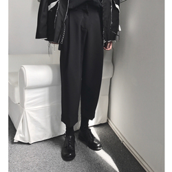 阿古与阿茶春夏薄款复古暗黑风廓宽松极简风阔腿萝卜裤休闲裤