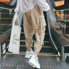 hiphop法式工装裤子女情侣束脚显瘦bf嘻哈帅气韩版宽松ins休闲裤