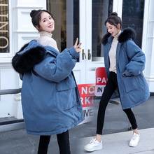 棉衣女新款大毛领韩版加厚保暖宽松学生大口袋中长款棉服女装袄子图片