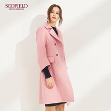 SCOFIELD女装中长款粉红色羊毛呢大衣保暖外套SFJW81C030图片