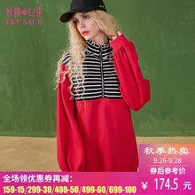 妖精的口袋秋冬装新款宽松中长款加绒小高领卫衣女图片