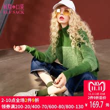 妖精的口袋旗舰店秋装新款马海毛拼接撞色小高领套头毛衣女749022图片