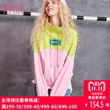 妖精的口袋秋装2018新款宽松上衣运动休闲字母套头长袖高领卫衣女图片