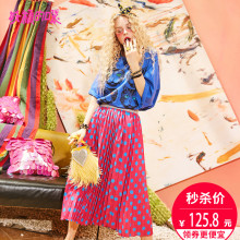 妖精的口袋pphome长裙子夏装2018新款原宿风撞色波点a字半身裙女图片