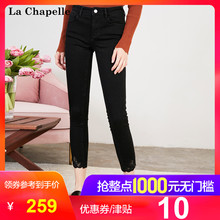 黑色牛仔裤女2018冬季新款秋高腰修身直筒裤百搭小脚铅笔裤长裤子图片