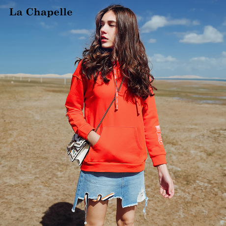 长袖卫衣女小清新连帽拉夏贝尔2018秋新款宽松韩版 bf原宿风上衣商品大图