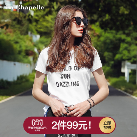 字母t恤女短袖拉夏贝尔秋季新款不规则个性宽松ins潮百搭上衣小衫商品大图