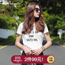 字母t恤女短袖拉夏贝尔秋季新款不规则个性宽松ins潮百搭上衣小衫图片