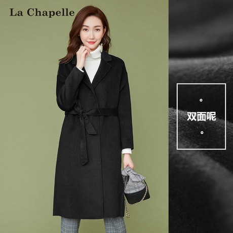 呢子大衣女士中长款2018新款秋冬韩版纯色系带羊毛双面呢毛呢外套商品大图