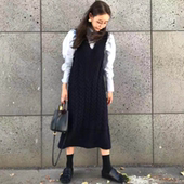 ins 复古减龄敲气质针织背心连衣裙 百搭甜美衬衫 人气款 鬼马少女