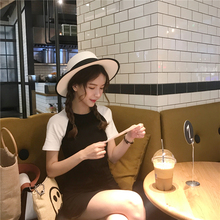 百搭气质中长裙连衣裙 显瘦T恤裙夏季新款 复古chic风撞色修身 韩版