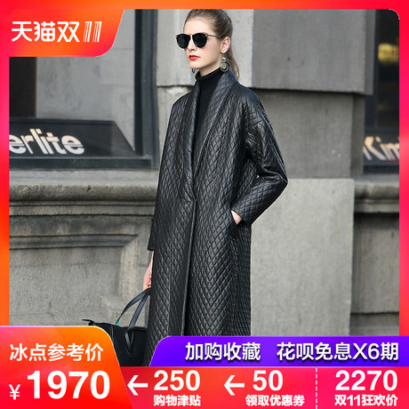 VOAE高端海宁真皮皮衣女装绵羊皮风衣加厚外套2018秋冬新款中长款商品大图