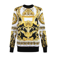 正品Versace/范思哲女士长袖卫衣纯棉T恤金色宫廷印花一线系列SS图片