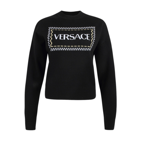 正品Versace/范思哲一线系列女装女士羊毛针织衫长袖LOGO印花SS商品大图