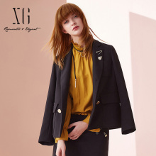 xg正品女装 西装外套女2018新款 黑色韩版上衣 XD307015A490图片