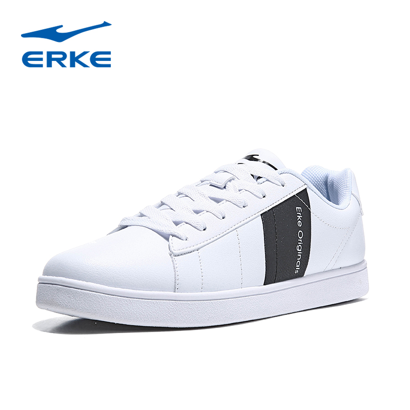 ERKE Men's Shoes Spring 2019 New Sports Fashion Casual Shoes Comfortable Non slip Wear resistant Skate shoe Black and White