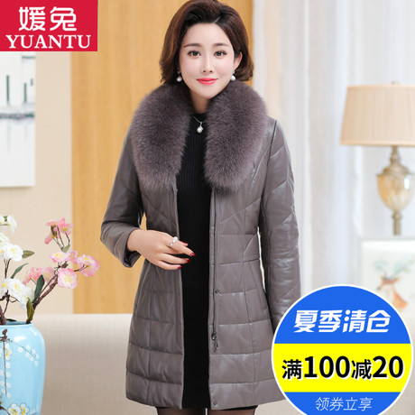 中老年女装冬季中长款皮衣羽绒棉服外套40-50岁妈妈冬装2017新款商品大图
