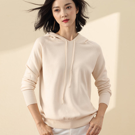 樱花牧歌连帽卫衣女针织衫帽衫宽松打底大码女装短款韩版毛衣减龄商品大图