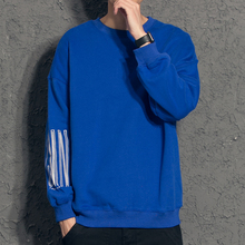 卫衣秋冬款 奕飏蓝色潮流男士 2019春装 圆领套头宽松加绒卫衣男