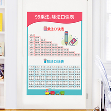 二年级九九乘法口诀墙贴小学生99乘除法口诀表全套拼音字母口诀表