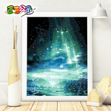 饰画风景宇宙银河星空极光 diy数字油画手工手绘填色油彩画抽象装