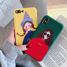 Max XR手机壳适用苹果8plus 卡通日韩文艺女孩iPhoneXS 6sp软壳