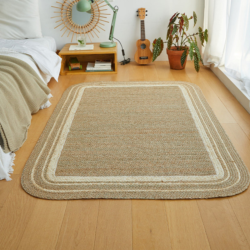 手工编织地垫卧室草编圆形亚麻地毯客厅蒲草垫子日式茶室藤编草垫