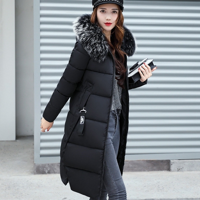 2018新款棉衣女中长款反季羽绒棉服大毛领冬季厚外套韩版修身棉袄