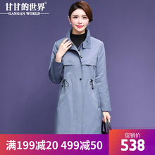 甘甘的世界2018秋季新款风衣外套纯色女立体翻领中长款抽绳收腰图片