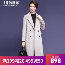 甘甘的世界2018秋冬新款毛呢外套纯色修身显瘦中长款双面呢大衣女图片