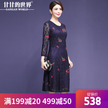 【刺绣蕾丝】甘甘的世界2018新款蕾丝连衣裙女修身显瘦中年女装图片