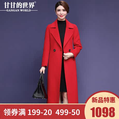【全羊毛】甘甘的世界2018秋冬新款毛呢外套显瘦长款双面呢大衣商品大图